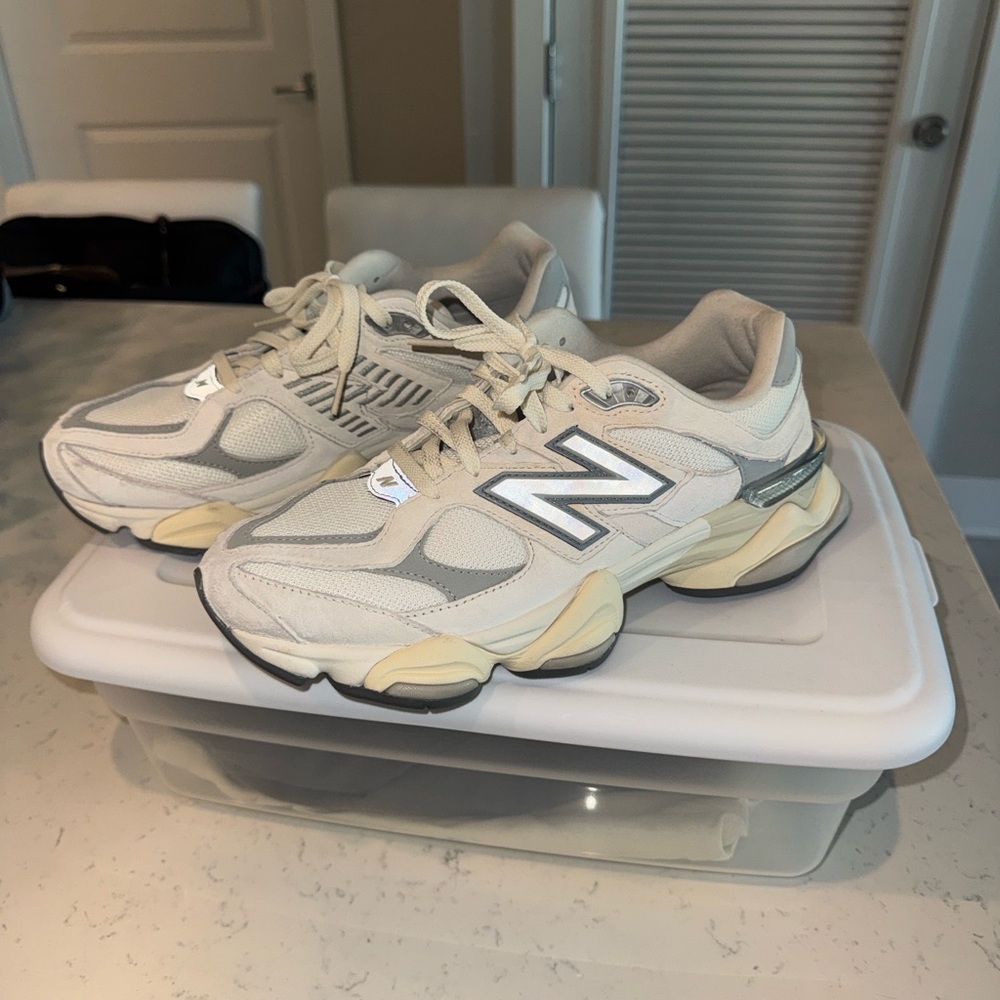 New Balance Cream and Gray Athletic Shoes